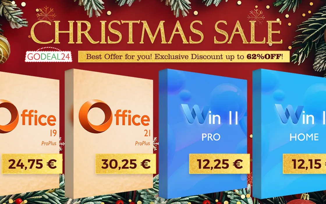Brindiamo al Natale: Office 2021 a 30,25€ e Windows 11 Pro a 12,25€!