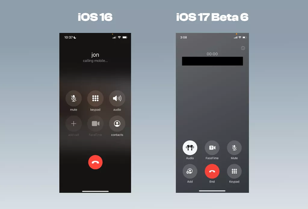iOS 17 Beta 6 - Pulsante fine chiamata