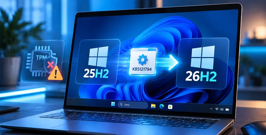 Windows 11 26H2 anche sui PC non supportati: come aggiornare da 25H2 con KB5121794