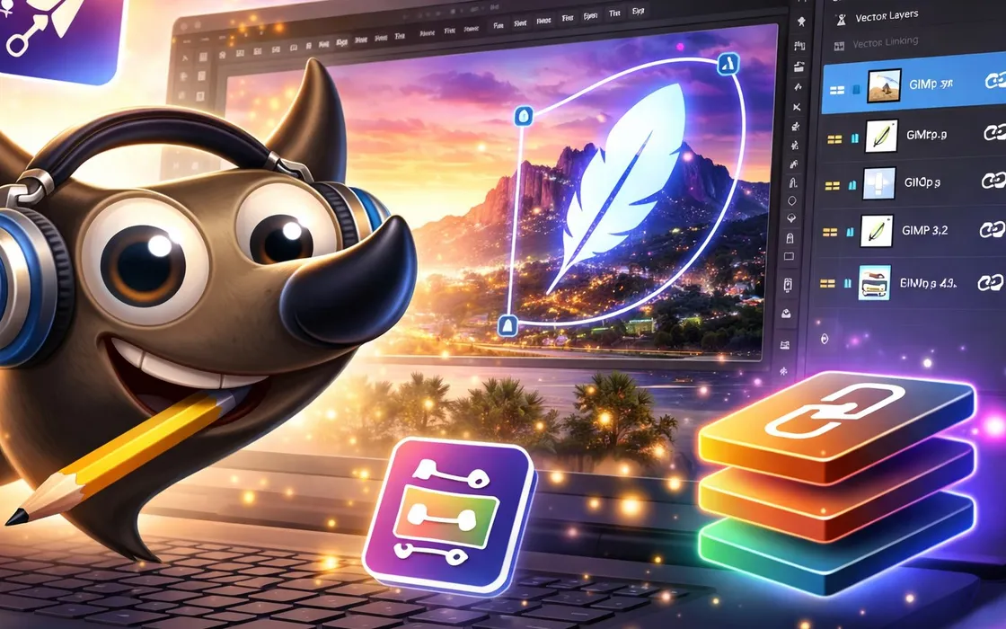 GIMP 3.2 è realtà: Layer Link, livelli vettoriali e nuove funzioni sfidano Photoshop