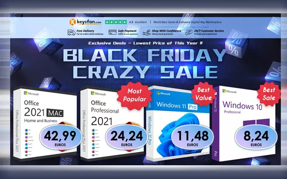 Office per 24,24€ e Windows 10 Pro per 8,24€: sconti Black Friday su Keysfan