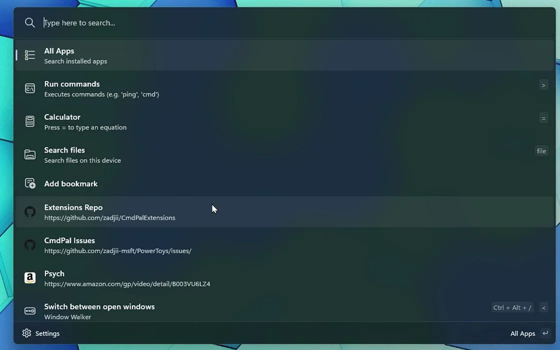 Command Palette è il nuovo launcher rapido per Windows