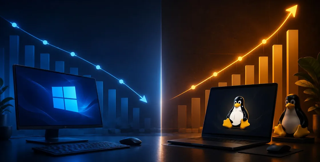 Windows sotto il 60% e Linux al record: cosa dicono davvero i dati