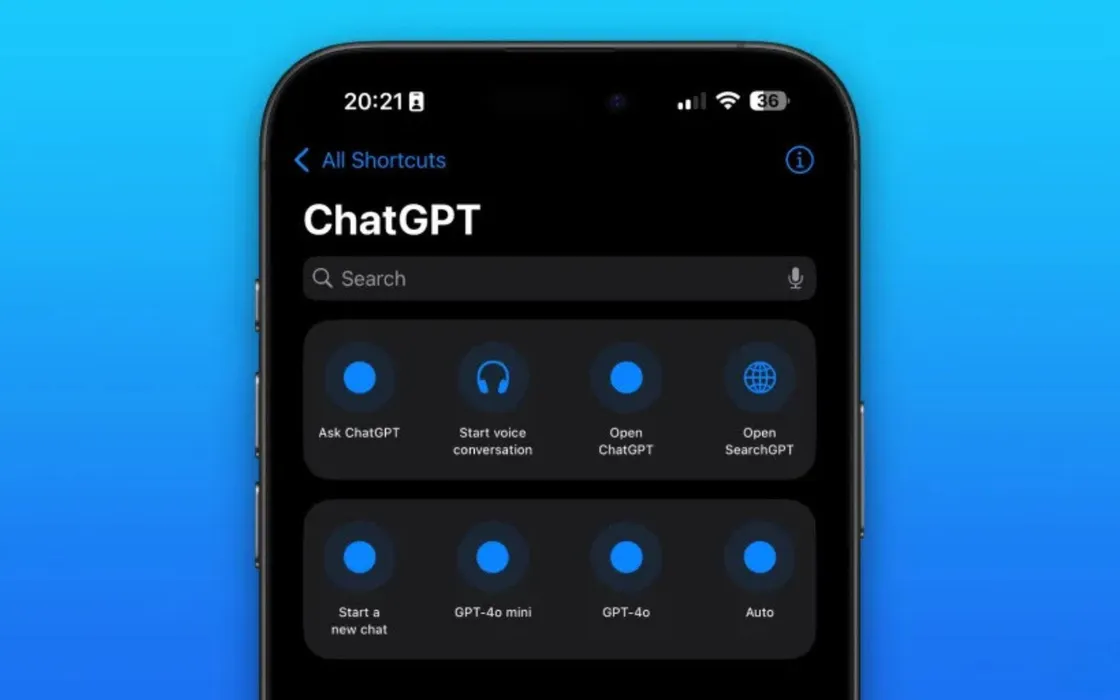 ChatGPT per iOS: arriva la scorciatoia per SearchGPT