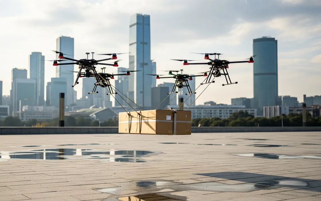 Un nuovo algoritmo permette ai droni di volare in sciame per trasportare carichi