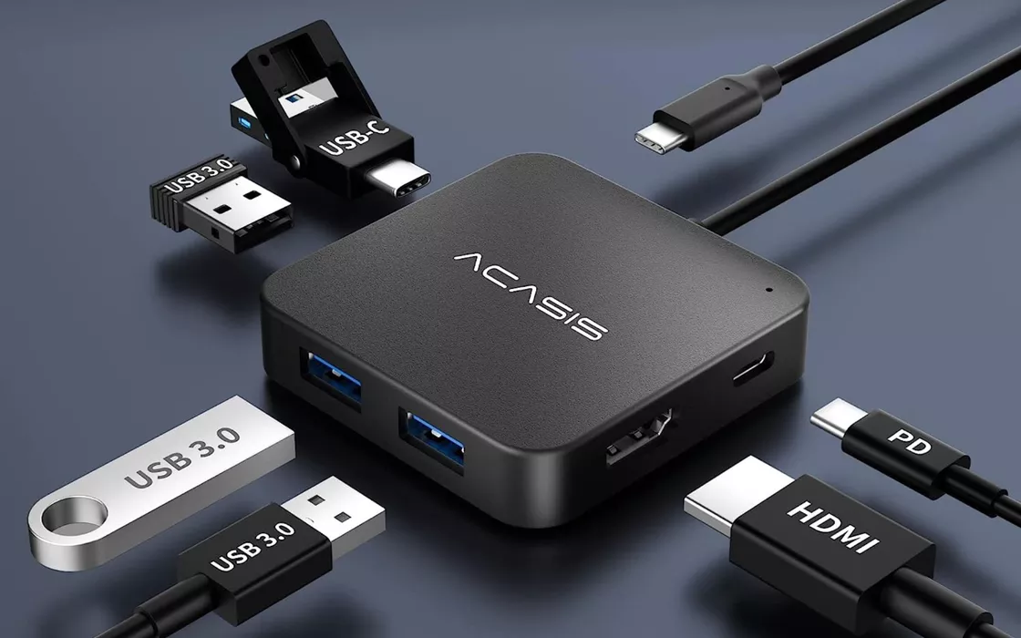 Hub USB-C con HDMI 4K e Power Delivery da 100 W adatto anche per Apple in promo su Amazon