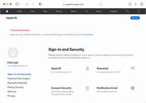 Apple ID - Avviso minaccia spyware mercenario