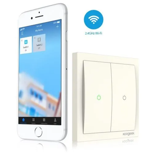 Sistema di illuminazione smart controllabile a distanza con gli interruttori IoT Koogeek