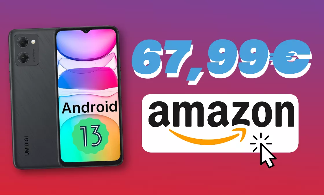 Smartphone Android 13 a prezzo REGALO: solo 67,99€ su Amazon
