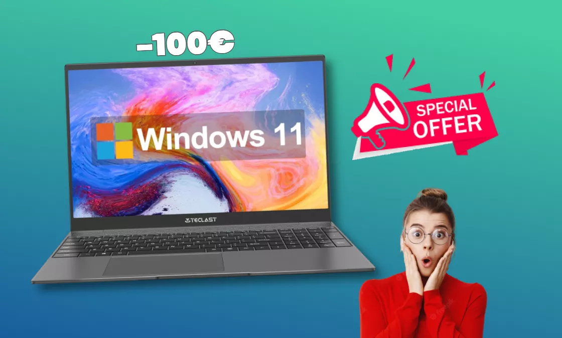 Notebook Windows 11 leggero e in alluminio: prezzo RIDICOLO su Amazon