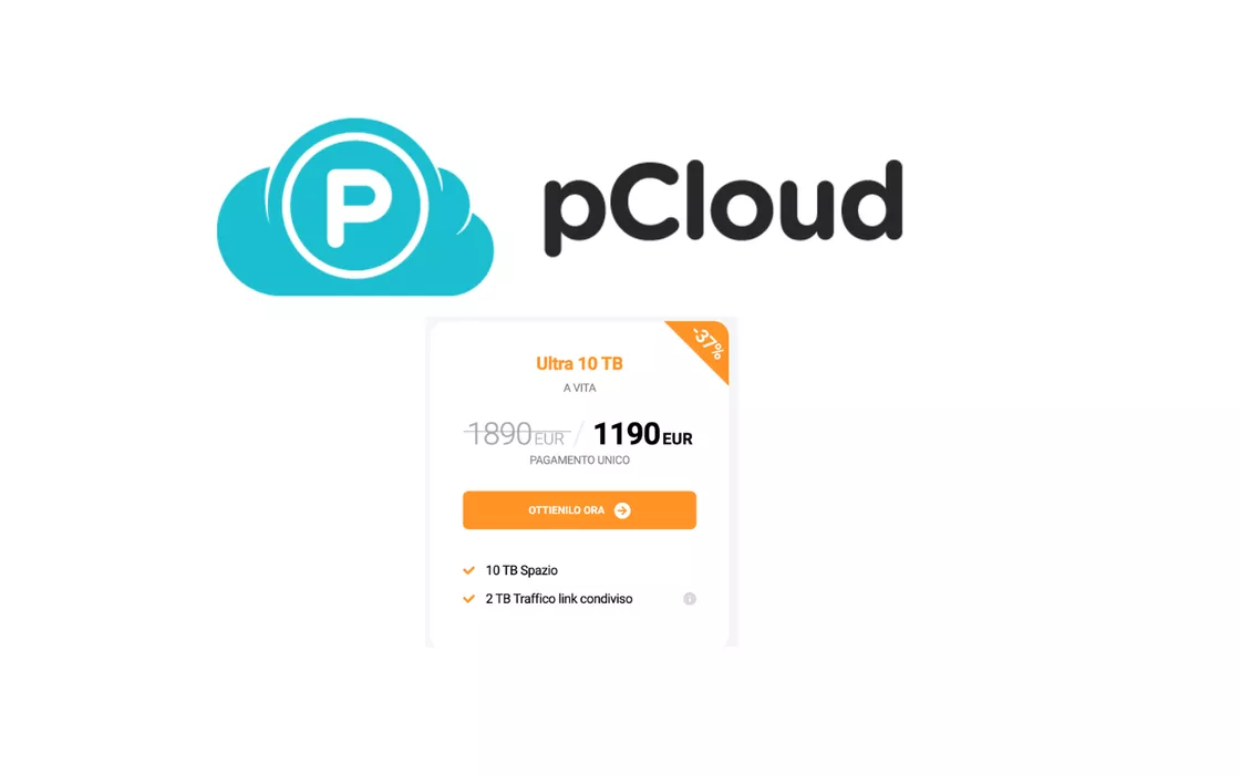 pCloud 10 Tb: abbonamento a vita con il 37% di sconto