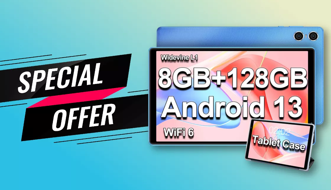 Tablet Android 13 con chip octa-core: prezzo stracciato con coupon