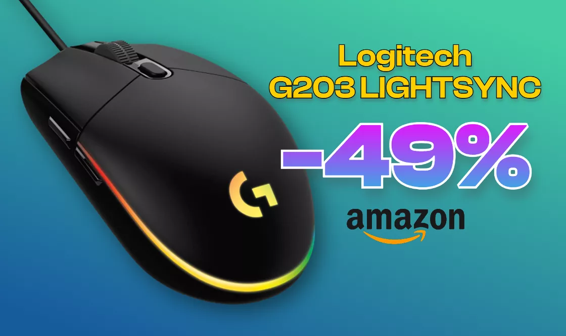 Logitech G203 LIGHTSYNC: il mouse è SCONTATO del 49% su Amazon
