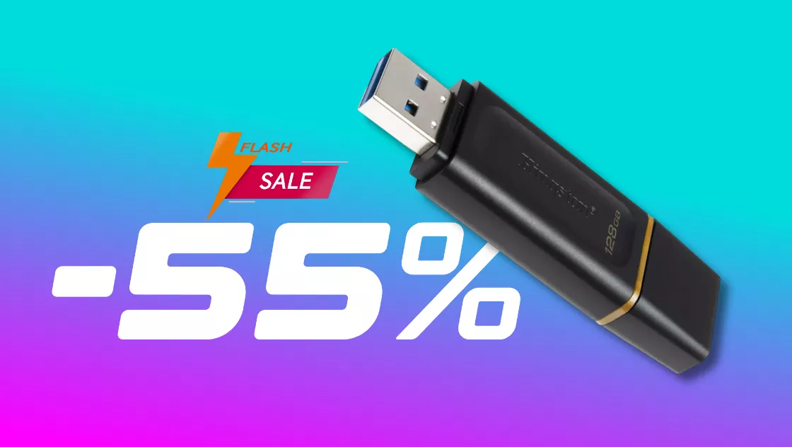 La penna USB Kingston da 128GB spopola su Amazon con lo sconto del 55%
