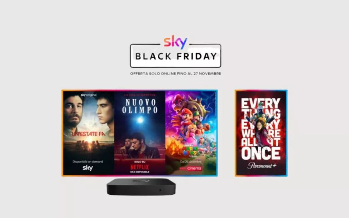 Sky Black Friday: Intrattenimento Plus + Sky Cinema a 19,90€/mese