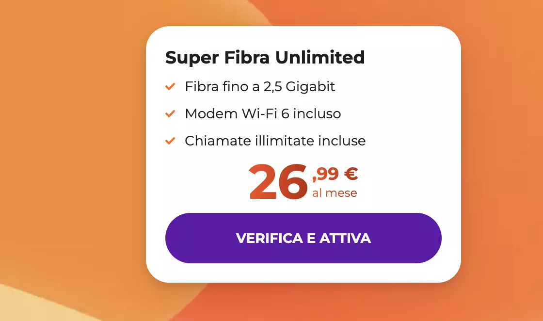 Super Fibra Unlimited di Wind Tre a soli 26,99 Euro al mese